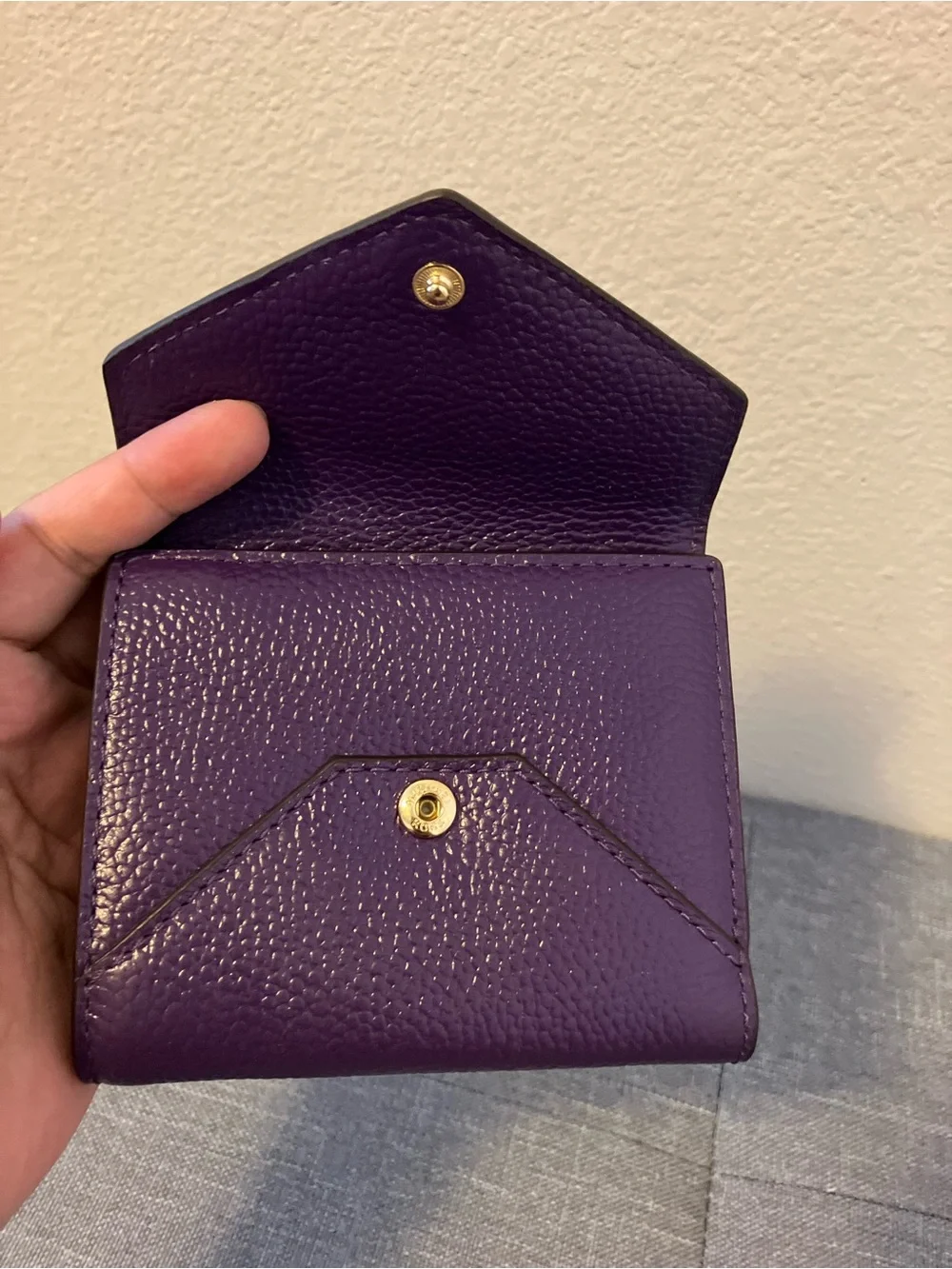 Michael Kors Deep Purple Pebbled Leather Envelope Wallet